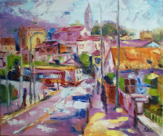 Calle de pueblo Oil Canvas Landscaping