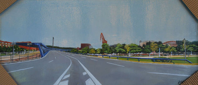 EL PUENTE AZUL (Bilbao puente Euskalduna) Oil Panel Landscaping