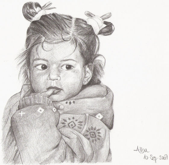 Yo de peque Graphite Others Portrait