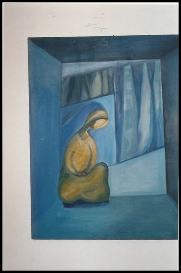 "ESPERA EN AZUL" Acrylic Panel Figure Painting