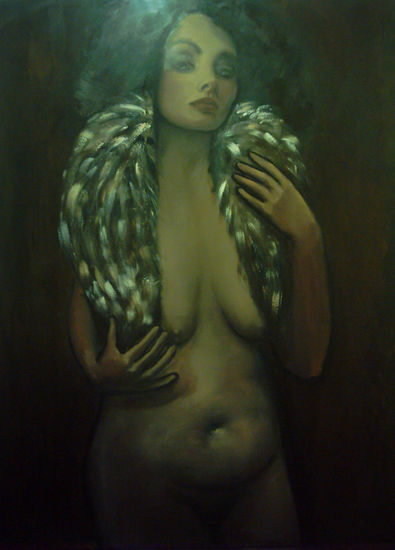 mujer con piel de zorro Oil Others Figure Painting