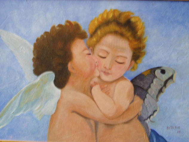 el primer beso Oil Panel Figure Painting