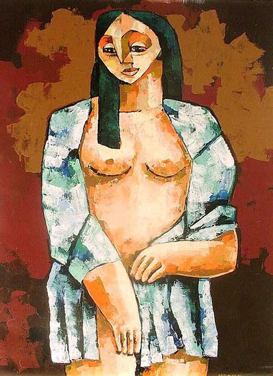 Retrato Verde Acrylic Canvas Nude Paintings