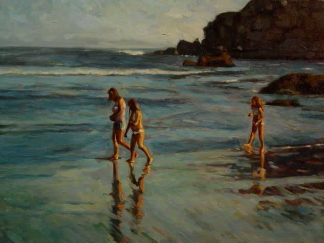 Mujeres en la playa Óleo Lienzo Paisaje