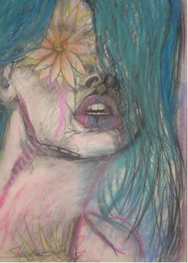 FLOR LLORANDO Pastel Papel Retrato