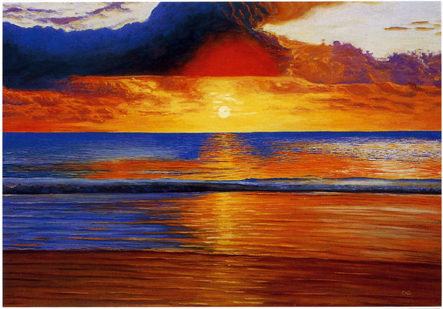 atardecer en el mar Oil Canvas Marine Painting