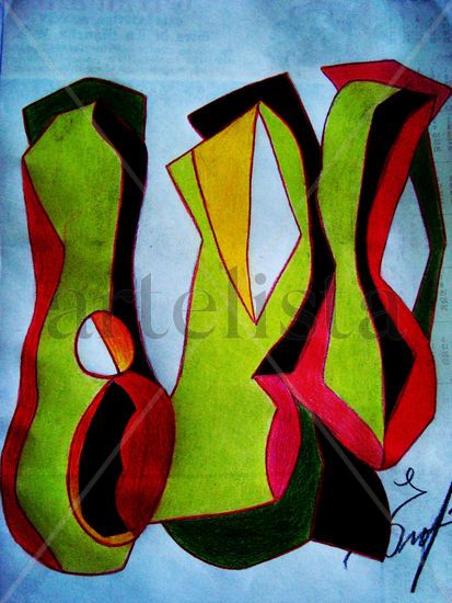 Composición abstracta "Jarras". Charcoal