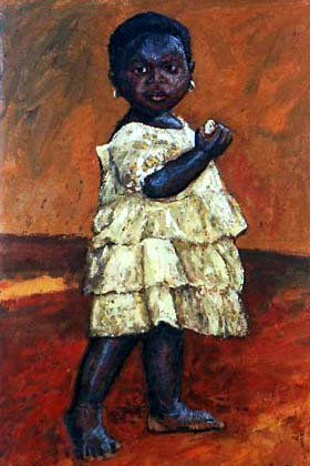 Niña del Senegal Óleo Lienzo Figura