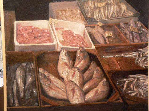 puesto de pescado mercado maravillas Oil Canvas Still Life Paintings