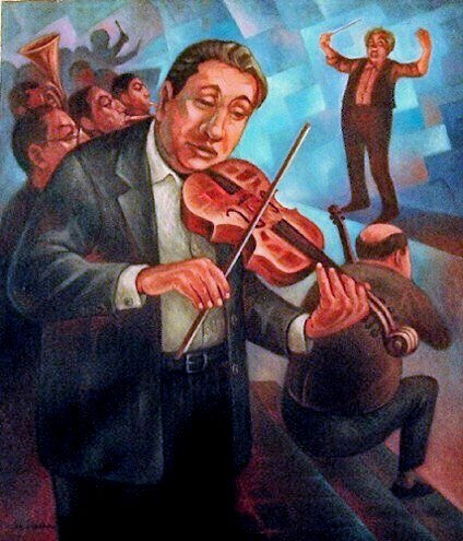 Músicos ensayando Oil Canvas Others