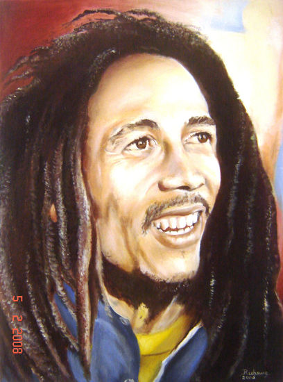 BOB MARLEY Oil Textile Portrait