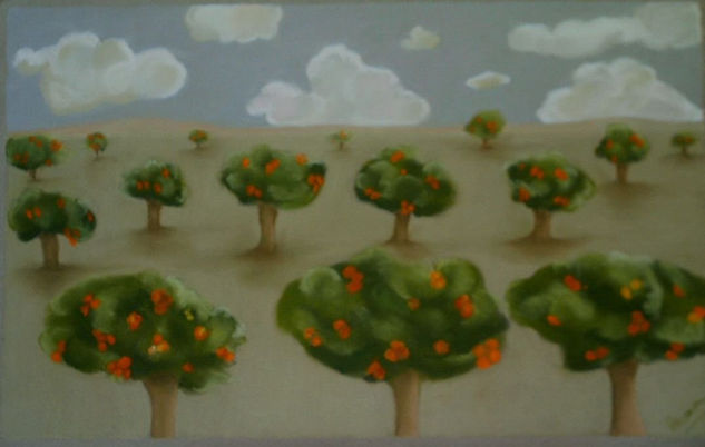 NARANJOS Pastel Papel Paisaje