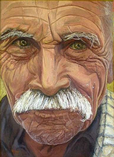 VIEJO ANDINO (1981) Acrylic Textile Portrait