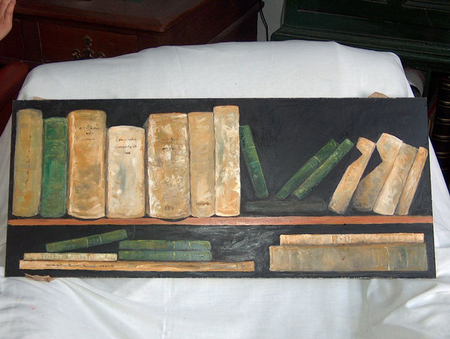 LIBROS EN VERDE Oil Canvas Still Life Paintings