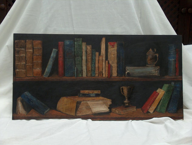 LIBROS EN OSCURO Oil Canvas Still Life Paintings