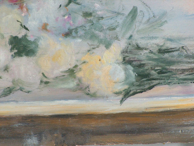 ROSAS SOBRE MESA (DETALLE) Oil Canvas Floral Painting