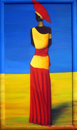 LA ESPERA Oil Textile Figure Painting