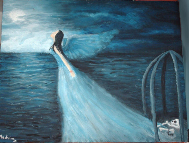 Vuelo a Salvo Acrylic Panel Figure Painting