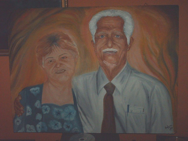 Abuelos Oil Panel Portrait