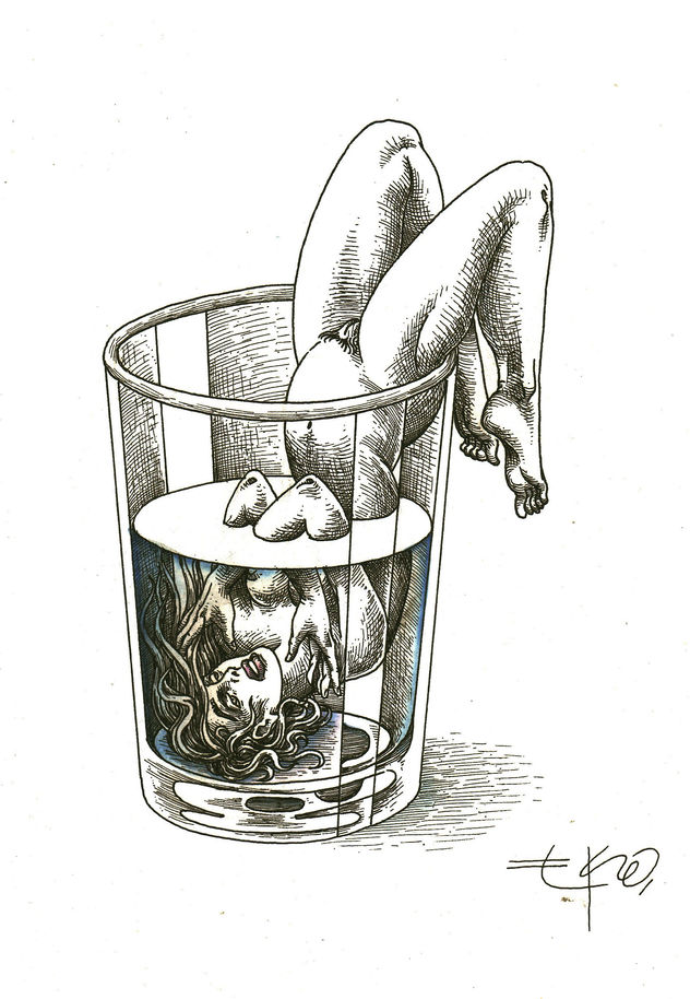 Ahogado en un vaso de agua