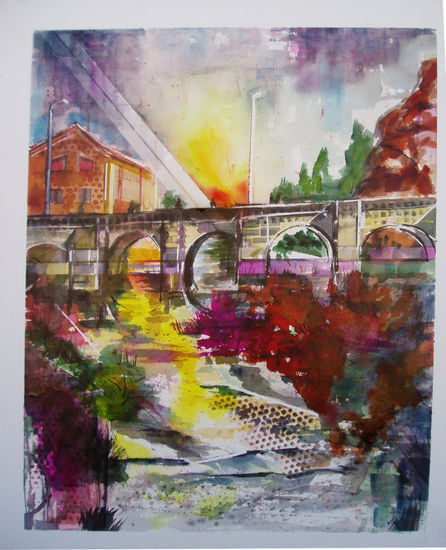 PUENTE DE CERVERA DEL PISUERGA (PALENCIA) ESPAÑA Watercolour Paper Landscaping