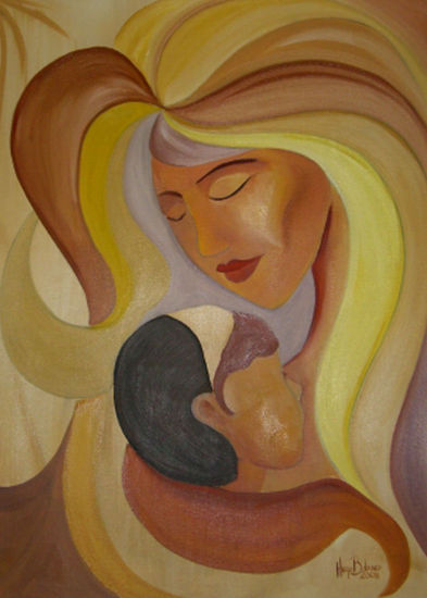 Madre e Hijo Oil Canvas Figure Painting