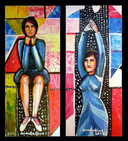 Arriba y Abajo (díptico) Acrylic Canvas Figure Painting