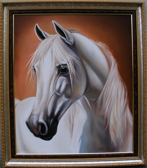 Caballo blanco Oil Canvas Animals