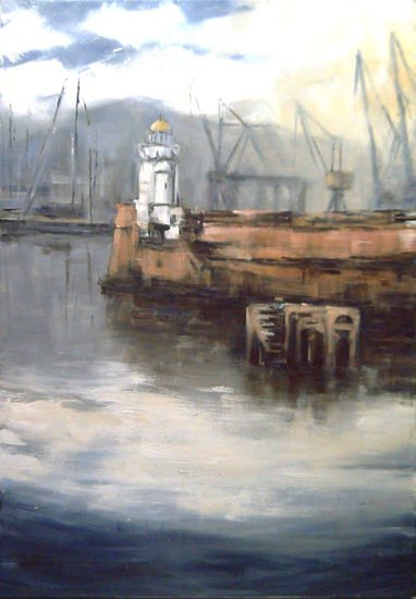 FARO DE GETXO Oil Canvas Marine Painting