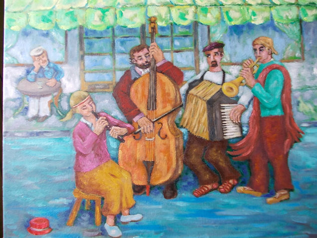 MUSICOS con dr.gachet Oil Canvas Figure Painting