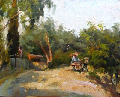 Kevin pintando Oil Canvas Landscaping