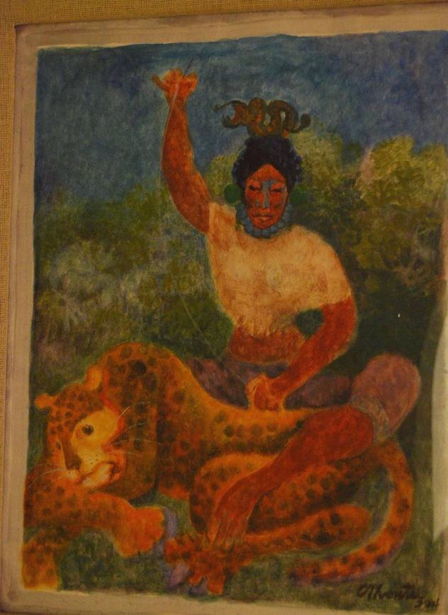 "Ixchel remendando un jaguar"