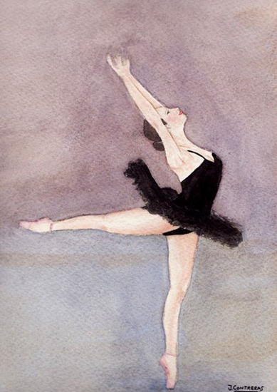 Bailarina al Aire Watercolour Paper Figure Painting