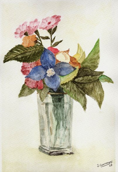 Jarron Vidrio con Flores