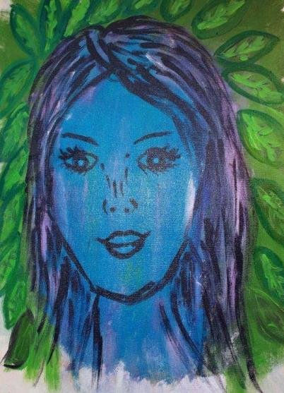 rostro en azul