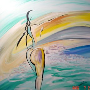 Frente al Mar Oil Canvas Figure Painting