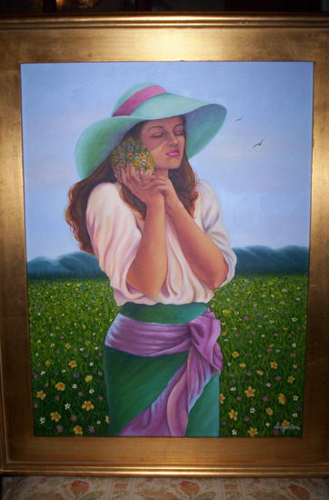 muchacha en el campo Oil Canvas Landscaping