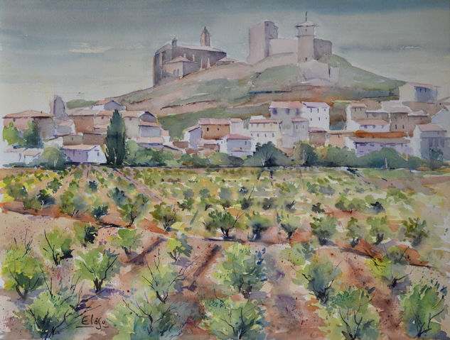 Viñas en la Rioja Acuarela Papel Paisaje