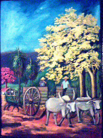 La Carreta Campesina Oil Canvas