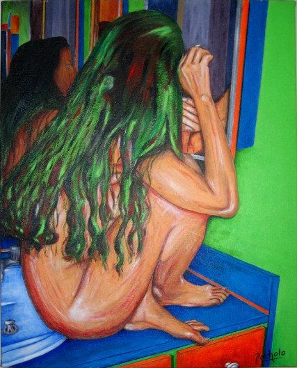 "El Espejo" Acrylic Canvas Nude Paintings