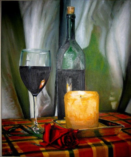 "la ultima copa" Oil Canvas Still Life Paintings