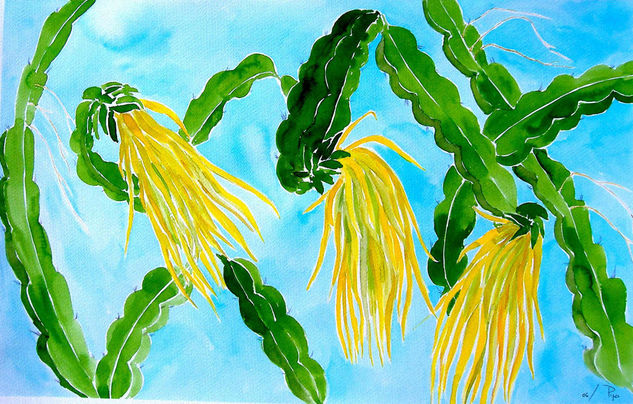 flores de cactus Watercolour Paper Floral Painting