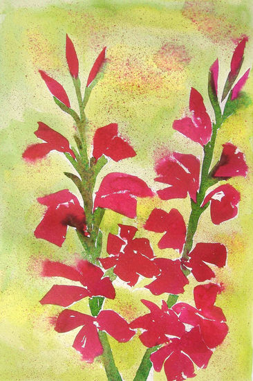 gladiolos - vendido Acuarela Papel Floral