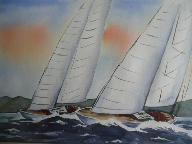 Veleros Watercolour Card Marine Painting