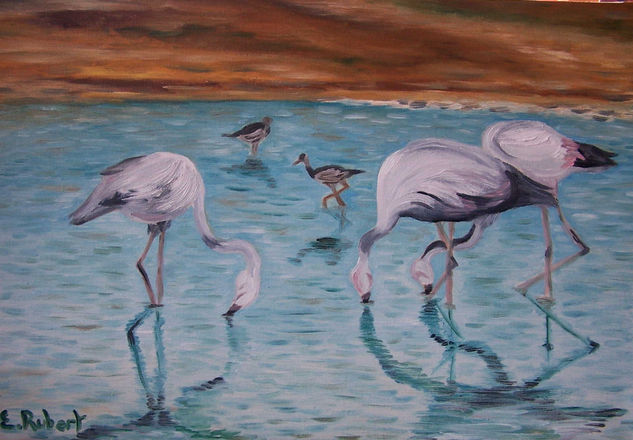 Flamencos Óleo Lienzo Paisaje