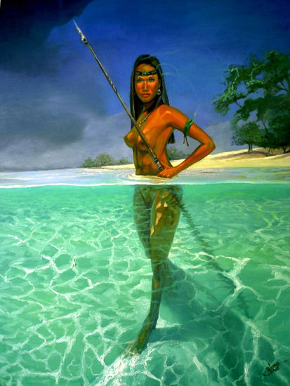 Guanabina, la cazadora Oil Canvas Figure Painting