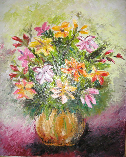 Flores I Oil Canvas Floral Painting