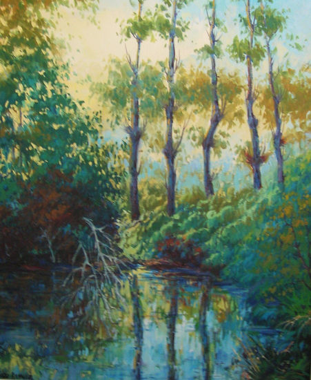 "Reflejos al contraluz" - 32 Oil Canvas Landscaping