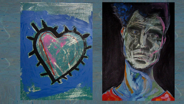 retrato de un hombre con corazón (DIPTICO) Óleo Otros Otros