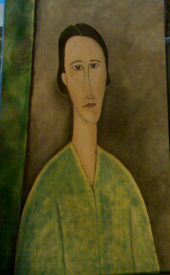 Homenaje a Modigliani Oil Canvas Portrait